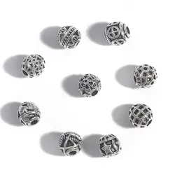 20pcs 6mm Tibetan Antique Silver Plated Metal Spacer Beads Hollow Loose Beads For Jewelry Making DIY Bracelet Nekclace