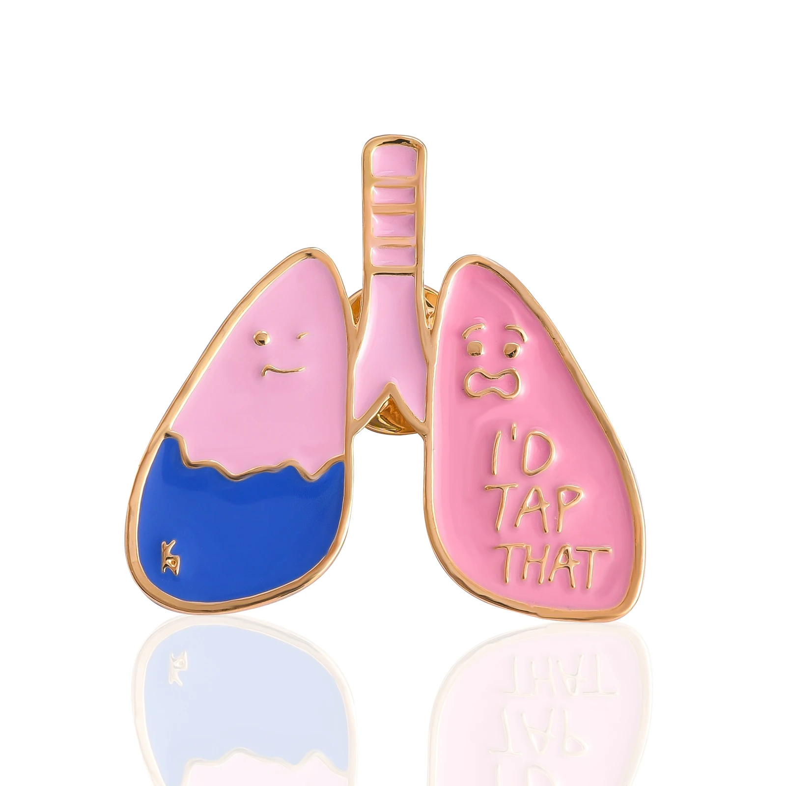 New Lovely Pink Enamel Medical Lung Shape Brooch Pins Nurse Doctor Cartoon Badge Jewelry Anatomy Body Organ Pin for Friend Gift