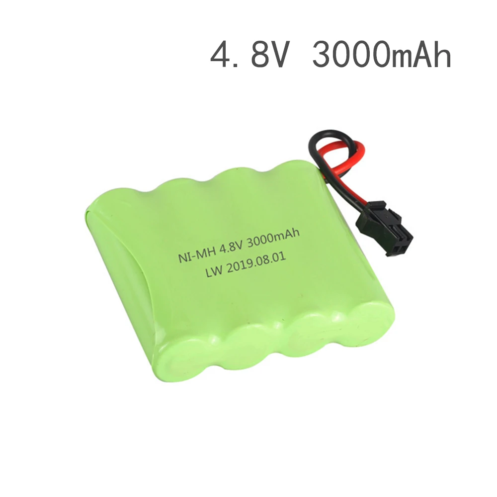 SM Plug  4.8v 3000mah NiMH Battery + Charger For Rc toys Cars Tanks Robots Boats Guns Ni-MH AA 4.8v Rechargeable Battery Pack