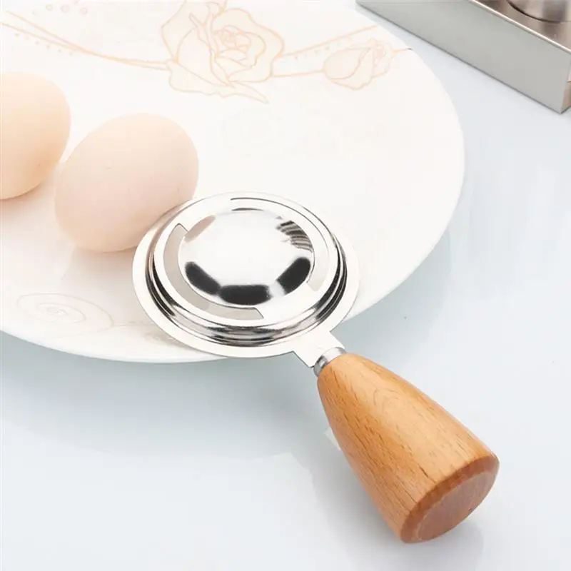 Kapmore 2Pcs/Set Egg Separator With Wooden Handle Egg Yolk Separator Cooking Tool Egg Tools Accessories Kitchen Gadget