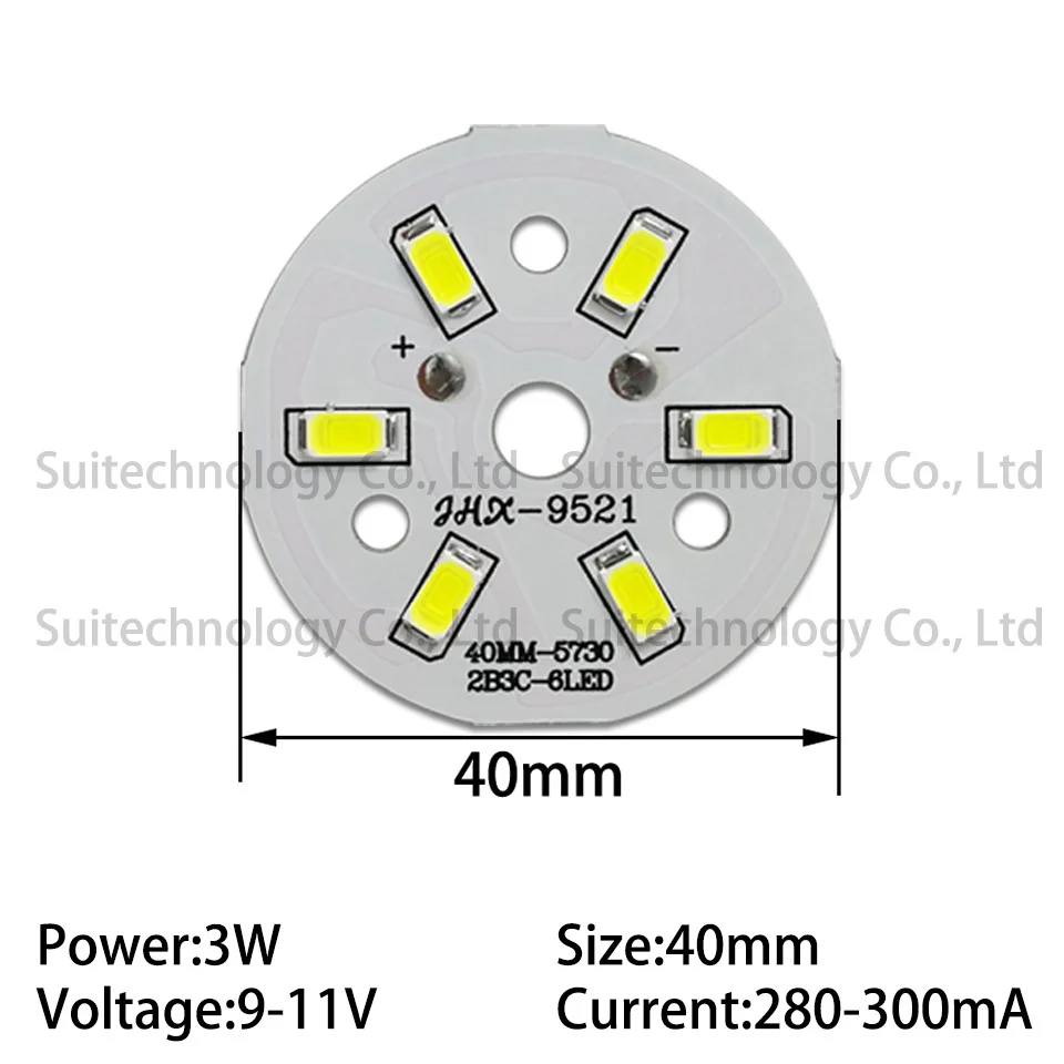 Fonte de luz LED para lâmpada LED, SMD 5730, 3W, 23mm, 32mm, 40mm, 44mm, branco quente, branco natural, 10pcs