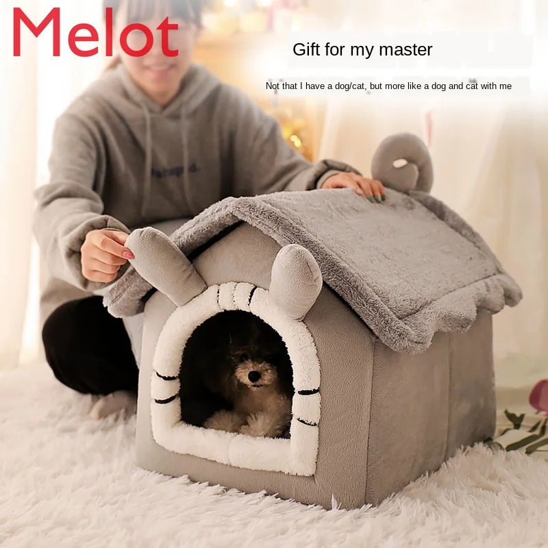 Kennel Small Dog House Winter Warm Sleeping Cat Nest Four Seasons Universal Removable and Washable Pet Bed Dog House Supplies