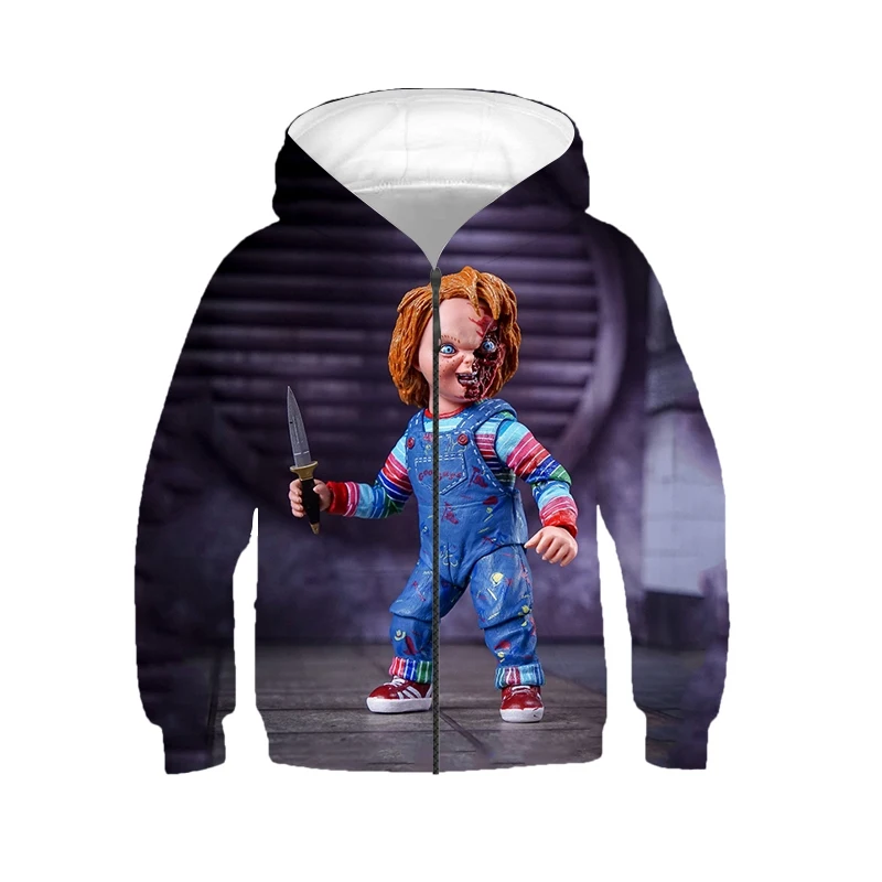 Jumeast Boys Girls 3D Children Zipper Hoodies Child's Play Chucky Spring Autumn Fashion Coat Kids Cap Sport Pullover Sweatshirt