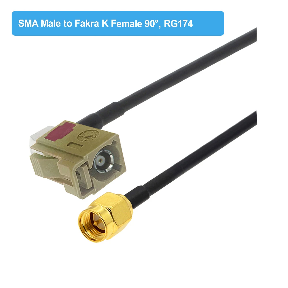 BEVOTOP New Curry Fakra K Male /Female to SMA Male RAL1027 Connector RF Coaxial Extension Cable RG174 Pigtail Jumper Adapter