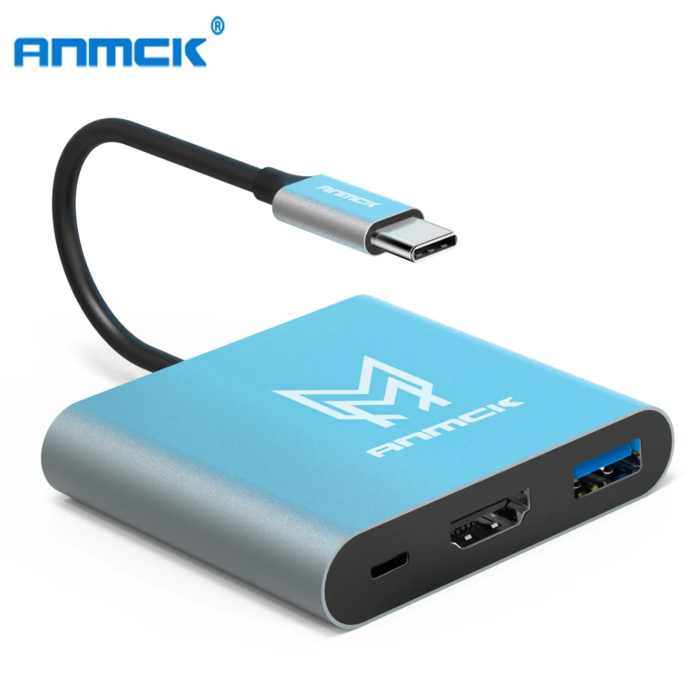 Usb C Hub Ke HDMI 4K 3 Port Laptop Docking Station Aksesori PC Supprt PD Pengisi Daya USB 3.0 Splitter untuk MacBook Pro/Air