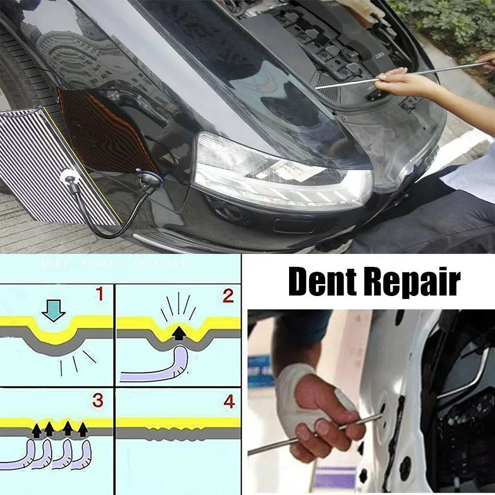 Furuix Strumenti di riparazione auto Kit di strumenti per la rimozione di ammaccature senza vernice Strumenti per aste di spinta per ammaccature Kit