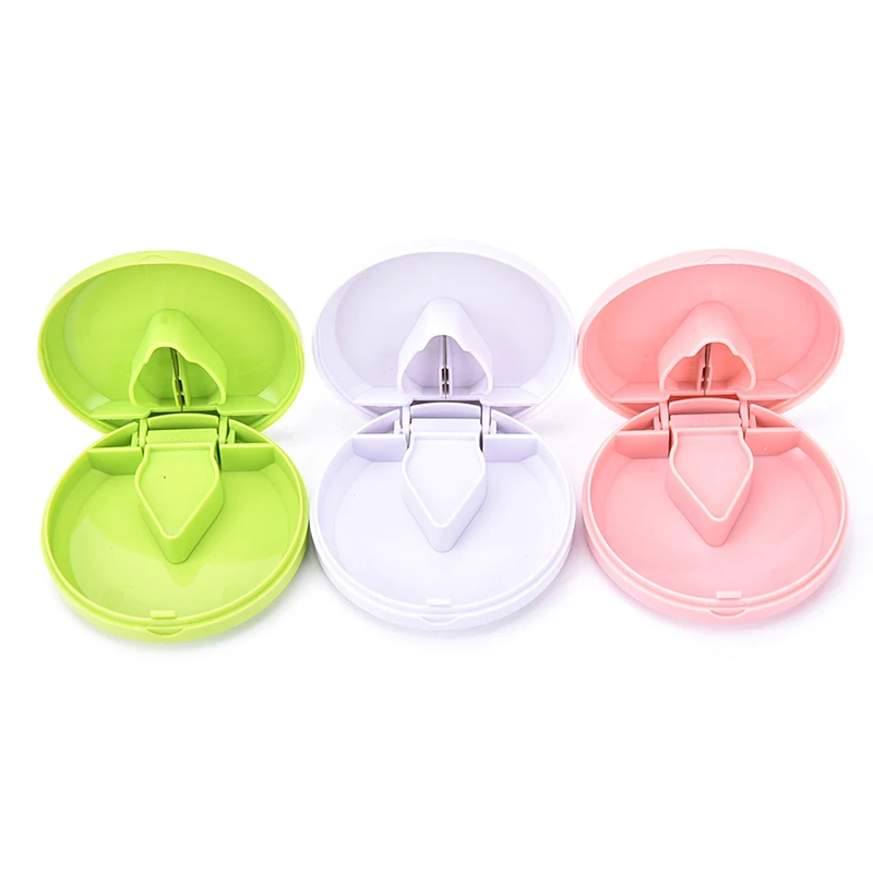 3 Colors Portable Pill Cutter Splitter Divide Storage Case Medicine Cut Compartment Box Holder New Green White And Pink