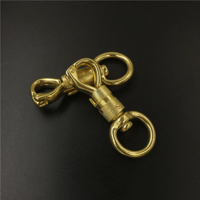 109mm Extra Pulse Size Solid Brass Buckle Rotated Connection Claws Clasps Ring Snap Hook Belt Chain Large Dog Pet Collar Harness