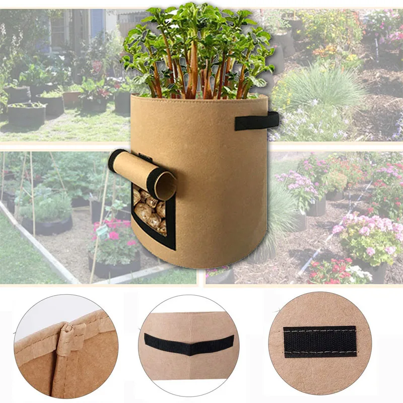 

Planter Grow Bag 4 Gallon Gardening Vegetable Flower Fruit Potato Pot Growing Container Grenhouse Garden DIY Tools a