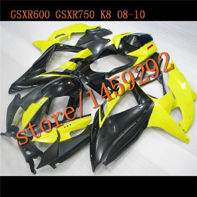 

ABS Fairing kits for SUZUKI 2008 2009 2010 GSXR600 750 K8 yellow black motorcycle fairings GSXR 600 K8 K9 08-10 fairing