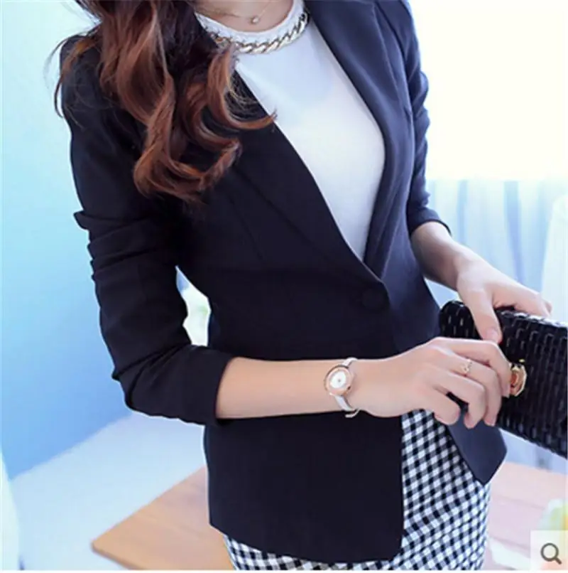 Women Blazers And Jackets Suit Spring Autumn Fashion Single Button Blaser Female White /Black /Pink /Blue Ladies Blazer Femme