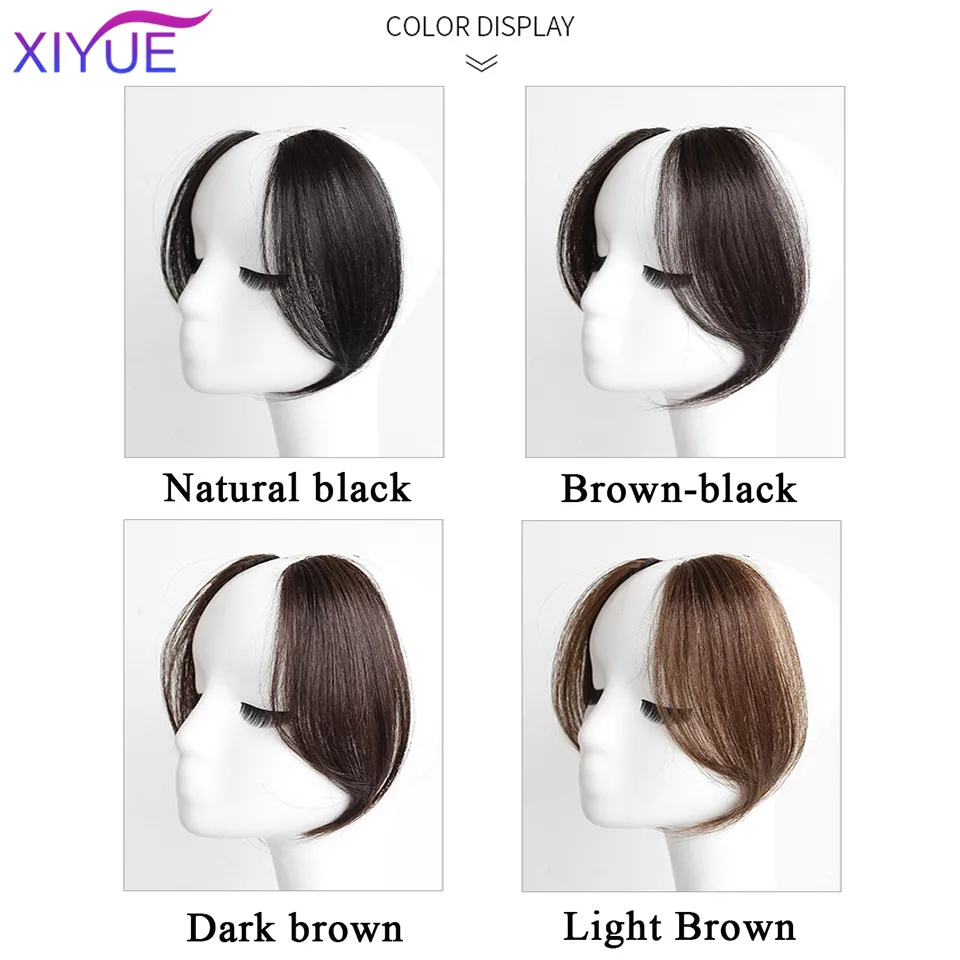 XIYUE Middle-part Bangs Hair Extensions Clip in the Front Side Bangs Synthetic Fake Fringe Hairpiece French Middle Part Bangs