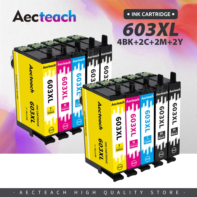 Aecteach new 603XL E-603 T603 Ink Cartridge Compatible For Epson 603 XL Printer XP-4100 XP-4105 XP-3105 WorkForce 2810DWF 2850DW