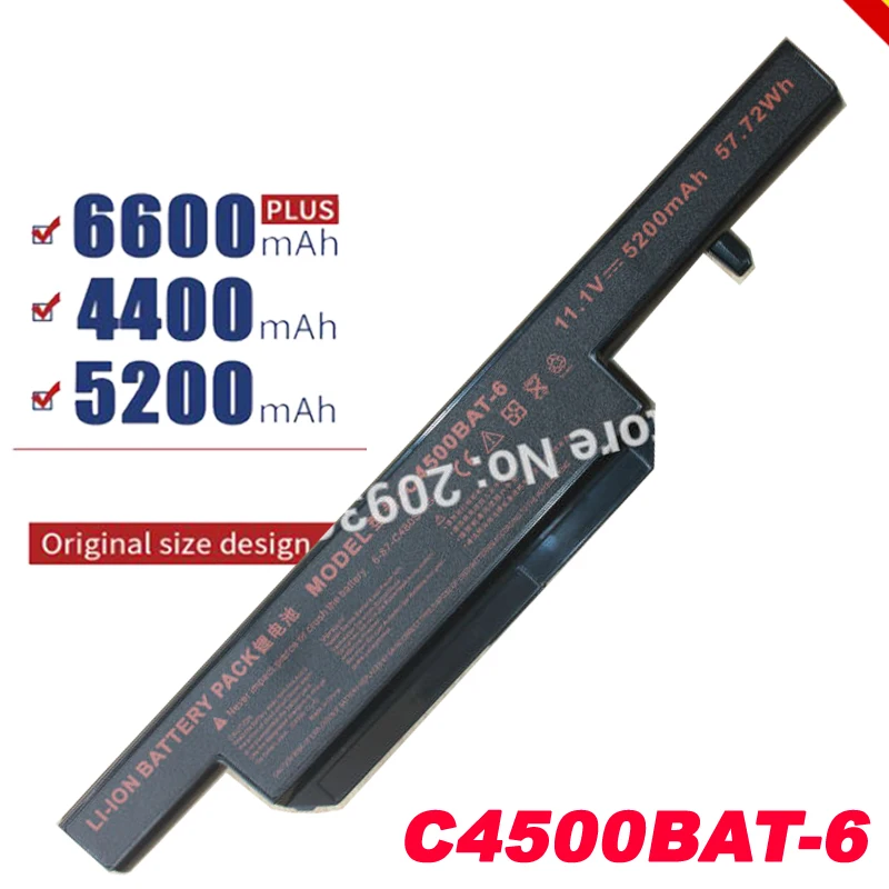 

6 cells battery for Clevo C4500BAT-6 C4500BAT 6 B4100M C4500 C4500BAT6 B4105 B5100M B5130M W150 W240C W240HU W250H