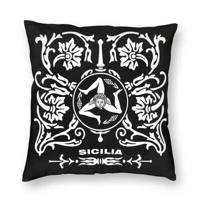 Sicilia Sicily Love Trinacria Logo Square Pillow Case Home Decor Sicilian Pride Cushion Cover Throw Pillow for Car Double-sided