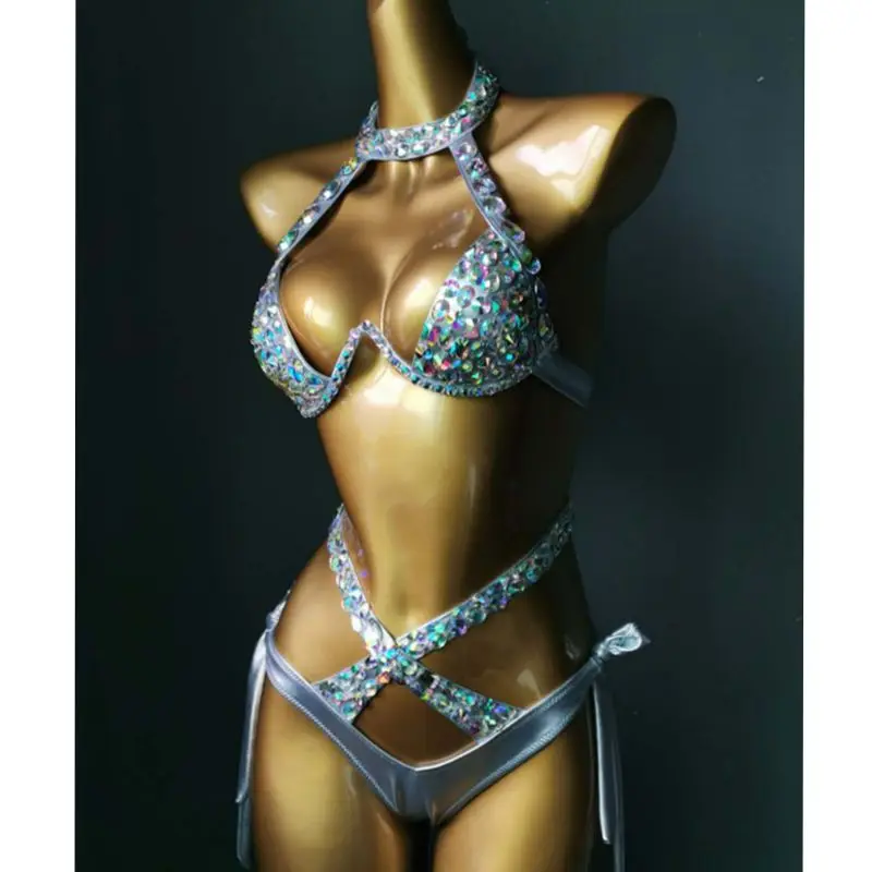 2021 Sao Kim Kỳ Nghỉ Kim Cương Mới Bộ Bikini Gợi Cảm Quần Áo Bơi Nữ Kim Cương Giả Bộ Đồ Tắm Bling Đá Đầm Pha Lê Bikini