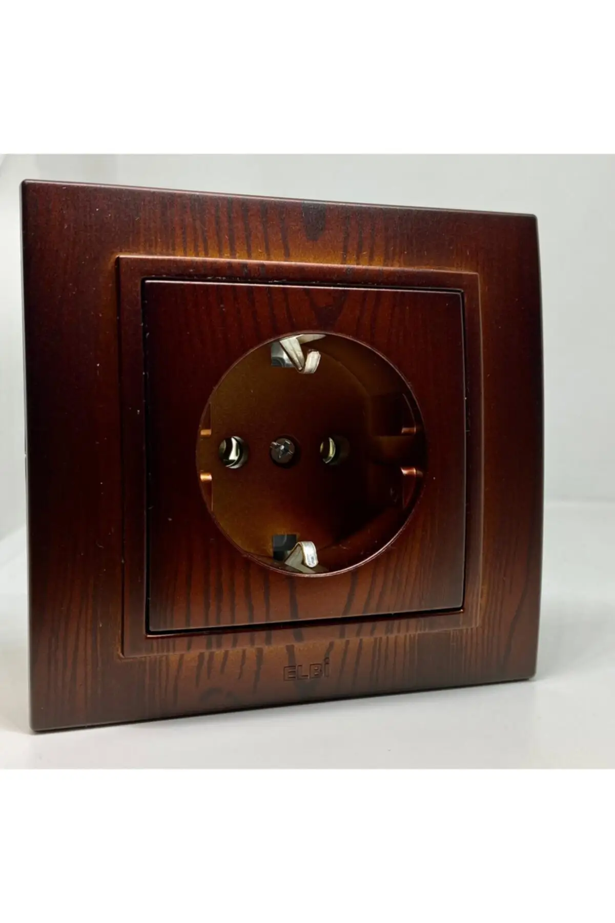 Grounded Outlet Switch Framed Mahogany Color