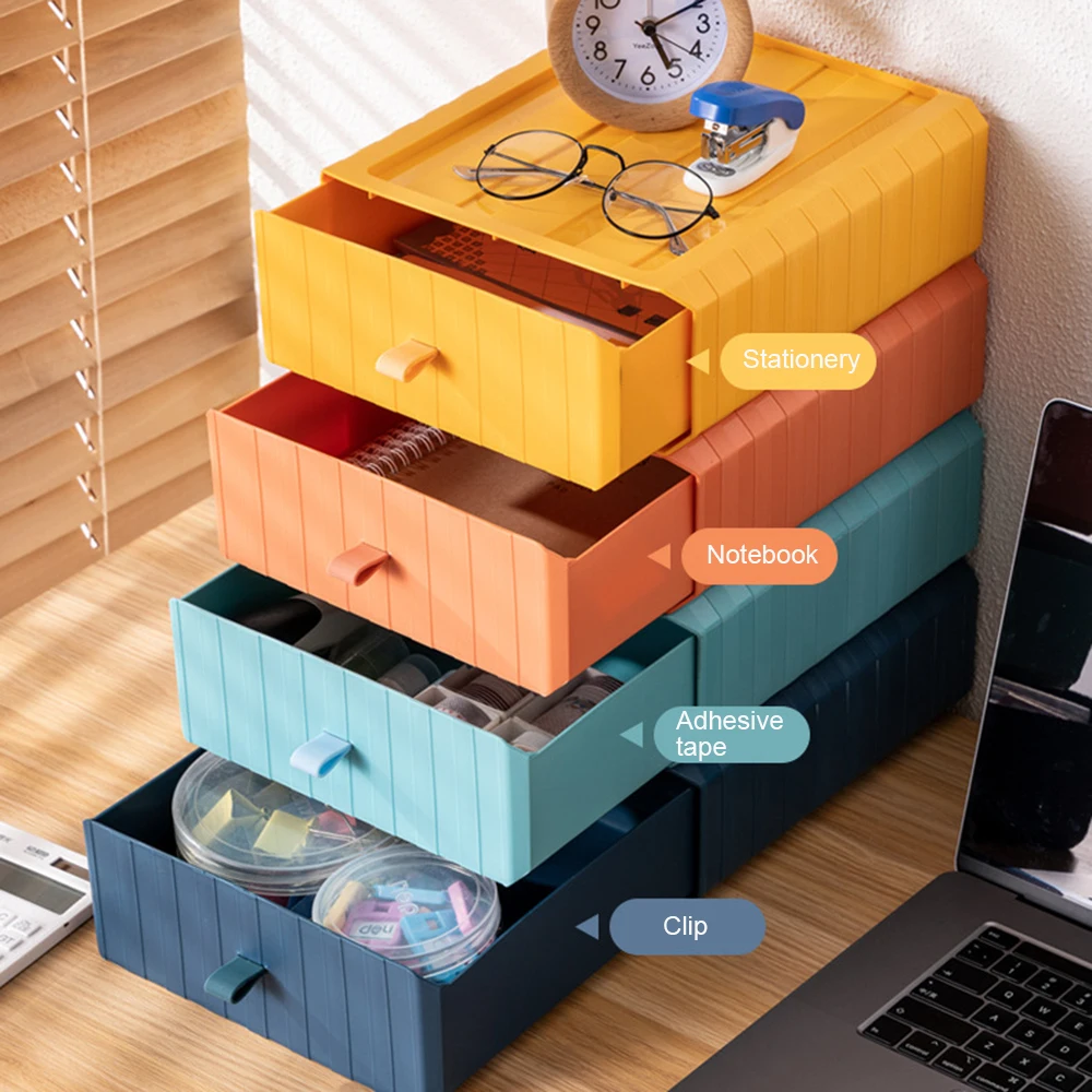 Desktop Drawer Storage Box Stackable Simple Office Drawer Stationery Finishing Multi-layer Makeup Organizer Display Case