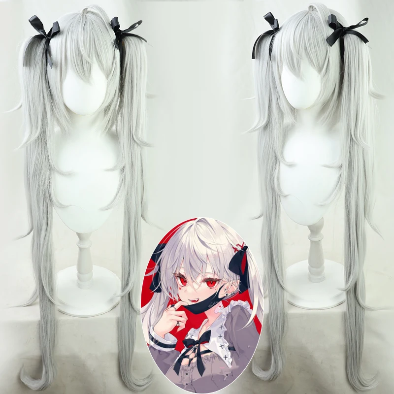 2 Types Anime VTuber Hololive Kuzuha Sexual Turn Sanya Cosplay Wig Heat Resistant Synthetic Hair Wig + Wig Cap Halloween