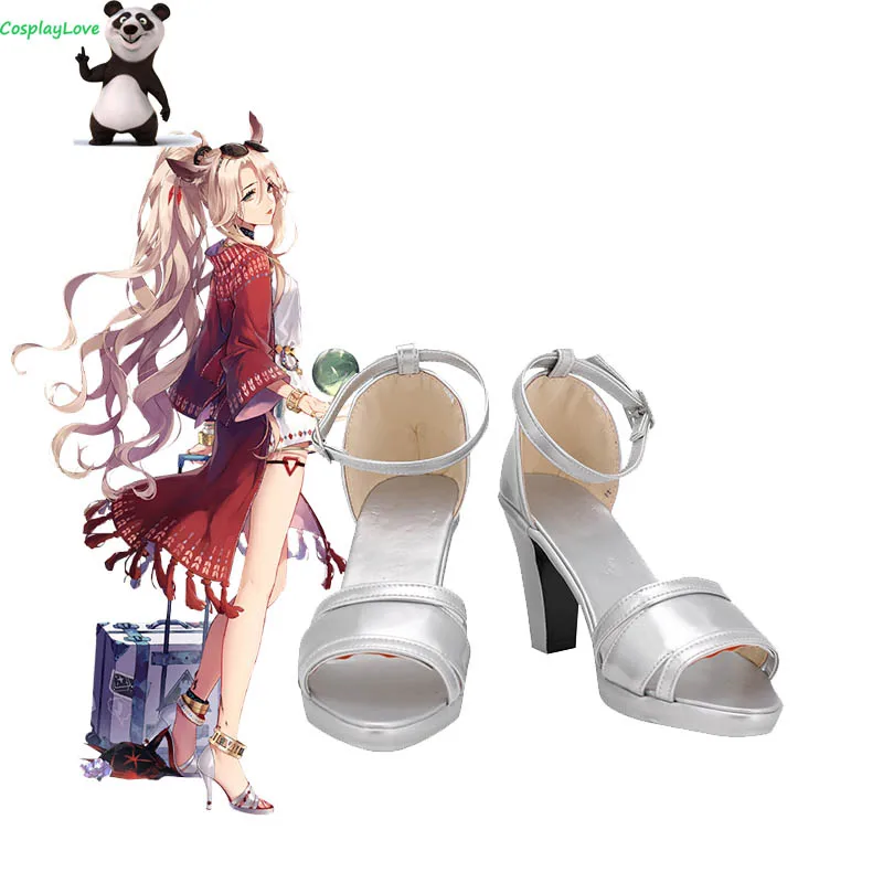 

Arknights Gitano Silver Sandals Cosplay Shoes High Heel Cosplay Long Boots Leather Custom Made For Party Christmas Halloween