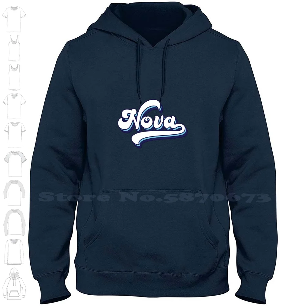 Nova Long Sleeve Hoodie Sweatshirt Nova College Blue White Blue And White Go Cats University Cats