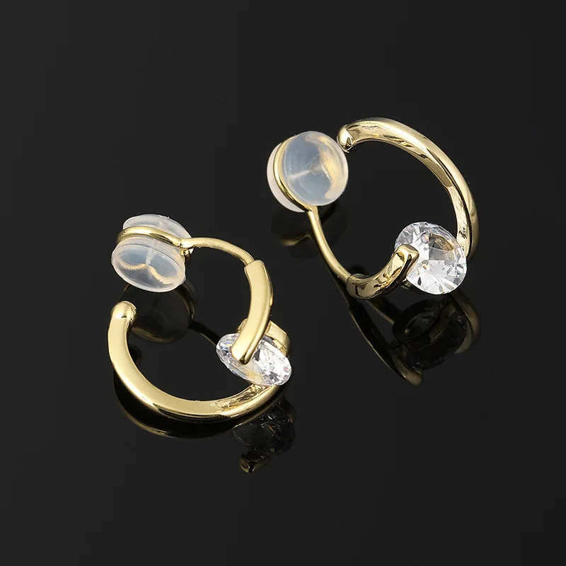 Simple Silicone Mosquito Coil Ear Clip Without Pierced Simple Zircon Earrings Cross Jewelry Female Gift Hot Sale