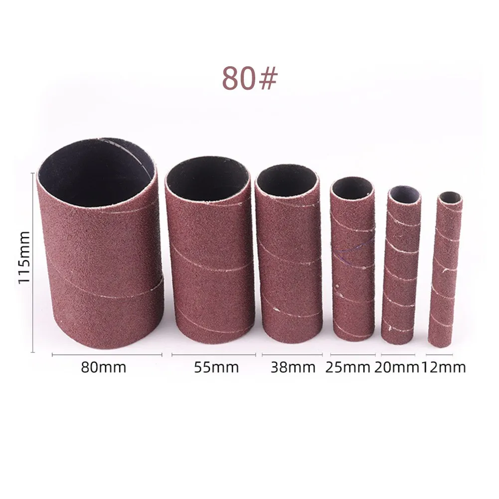 6 pezzi 115mm altezza 12-80mm 80/120 grana Kit di manicotti per tamburo abrasivo per lucidare metalli plastica e ruote per lucidare il legno