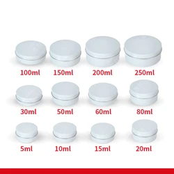 30pcs/lot Multi-specification WHITE elegant aluminum boxs Aluminium cans with round thread 10ml-250ml Aluminium jars