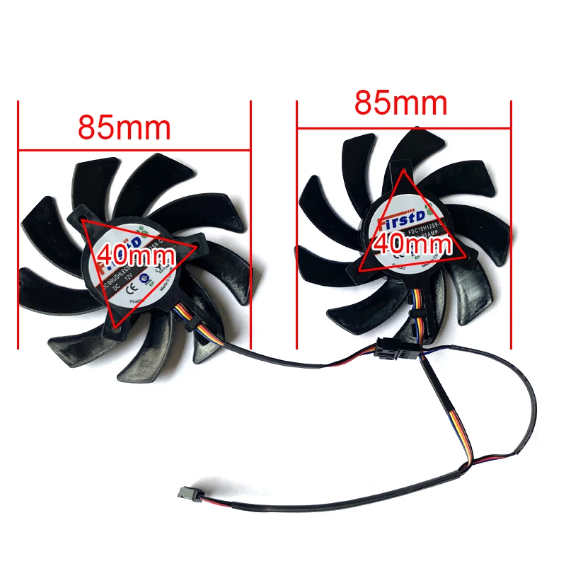 2PCS 85MM 4PIN FDC10H12S9-C FD7010H12S Dual Cooler Fan For Sapphire R9 270X 280X  XFX R9 280X 390/390X 8G RX470 RX570 RX580 Fans