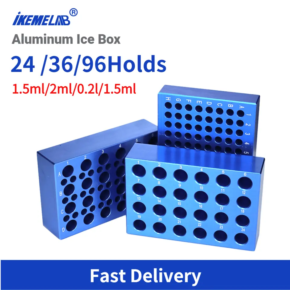 Ice Sampling Box IKEME Aluminum Ice Box 0.2/2ML Centrifuge Tube Ice Block Low ...