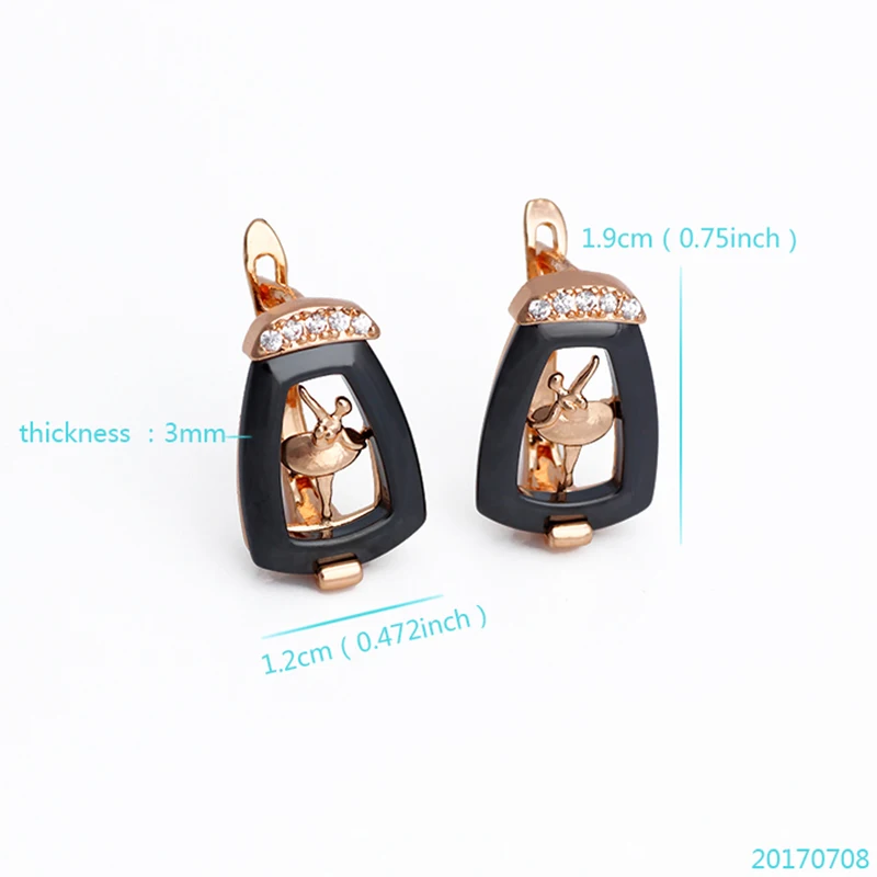 New Fashion Black Ceramic Ballet Dancer Earring With AAA Zircon For Women of Gift Trendy Jewelry Cute Accessories 2022 FS Brand