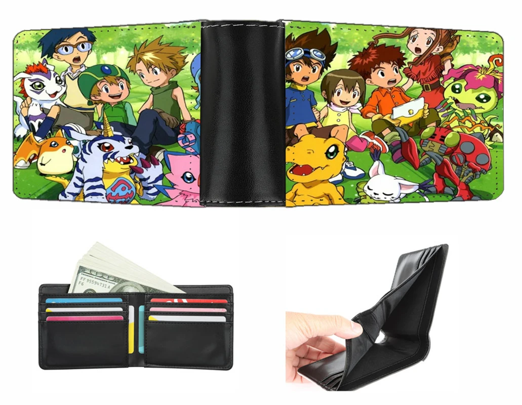 

Anime Digimon Adventure wallet Men women short wallet teenagers Card Holder PU Short Zero Wallet student Coin Purse