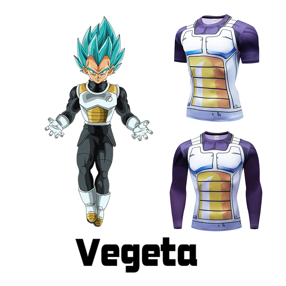 Free shipping Vegeta Tops Dragonball Z GUKU costumes Fitness shirt Cosplay Costume Hot Anime Cosplay for Halloween