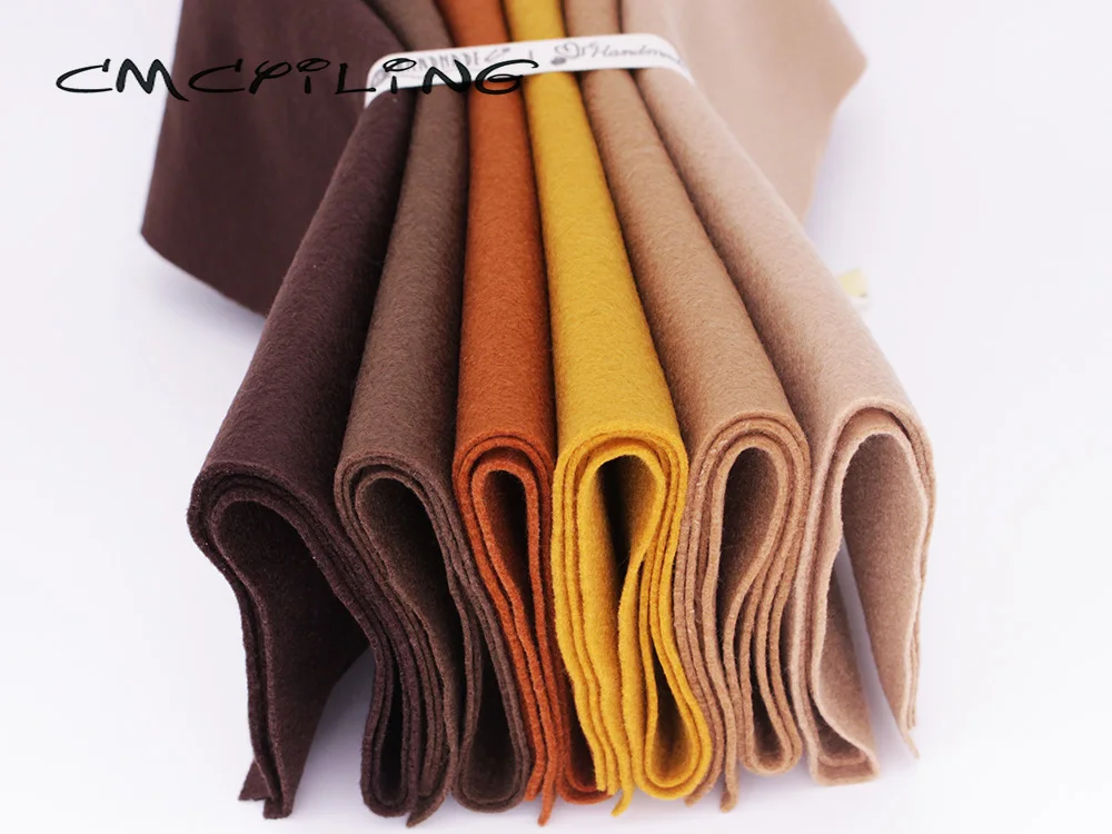 CMCYILING Brauner weicher Filzstoff für Handarbeiten, DIY, Nähen, Puppen, Basteln/Patchwork, Vliesstoff/Polyesterstoff, 25 cm x 28 cm, 6 Teile/los – Detail 1