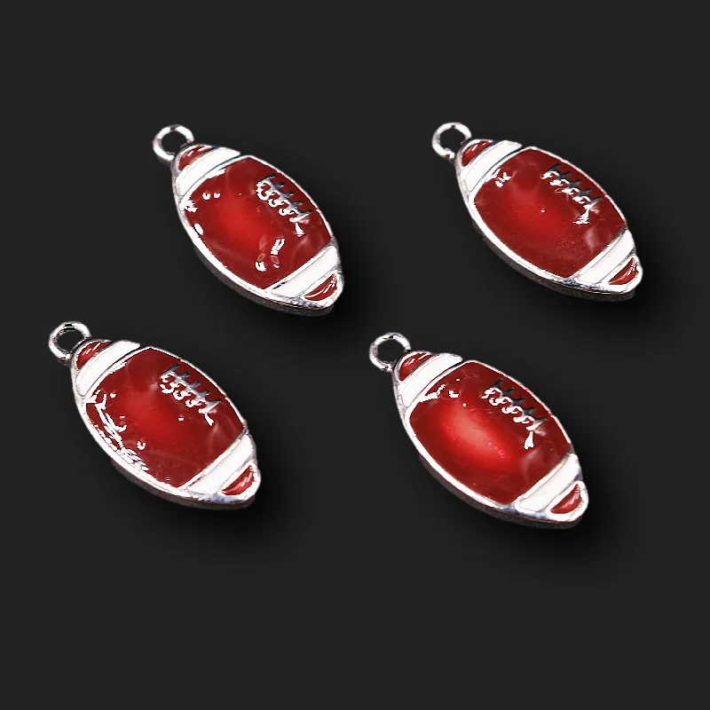 8pcs Handmade Enamel American Football (Rugby) Pendant DIY Charm Necklace Bracelet Sports Jewelry Crafts Making 23*11mm P768