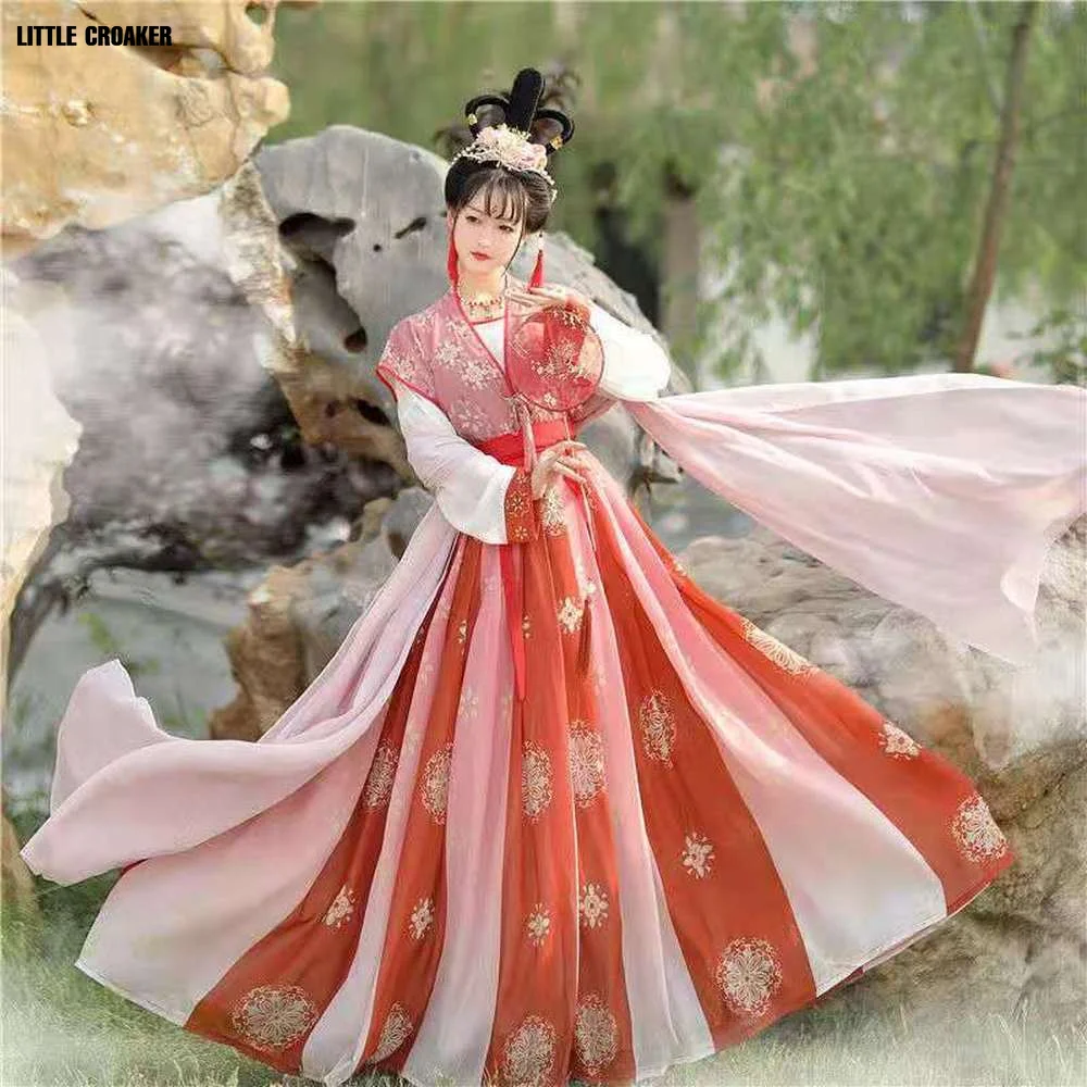 Vestido de Hanfu tradicional para mujer, traje Tang de la antigua dinastía Tang, Princesa de hadas, trajes de baile clásicos chinos, accesorios Hanfu