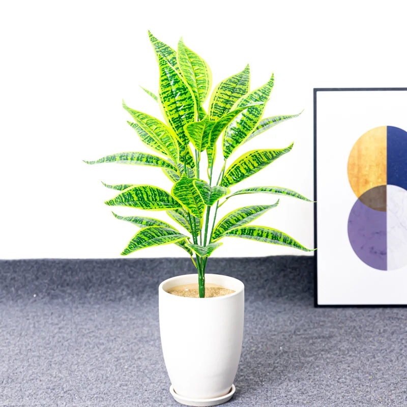 75cm 26 Leaves Large Artificial Plants Big Magnolia Branches Fake Bamboo Tropical Tiger Piran Plastic Palm Leafs For Home Decor