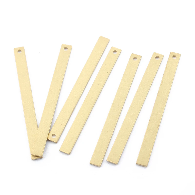 30pcs 4mm Width Raw Brass Flat Rectangle Stamping Charms Pendant DIY Earrings Necklace Accessories Jewelry Making