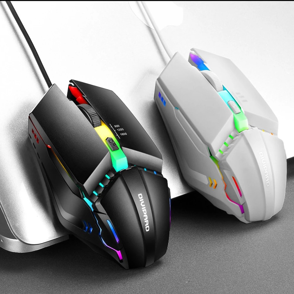 Gaming Backlit Mouse 1600DPI Optical Mouse 3 Adjustable DPI Symmetrical Design Ergonomic Shape for Desktop Notebook Computers