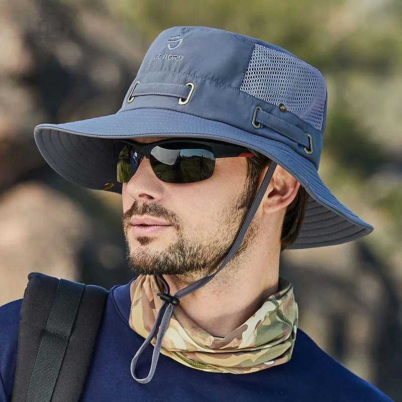 W22 Fisherman Hat Men and Women Mesh Holes Breathable Outdoor Fishing Mountaineering Sun Hat  Casual  Summer New Style