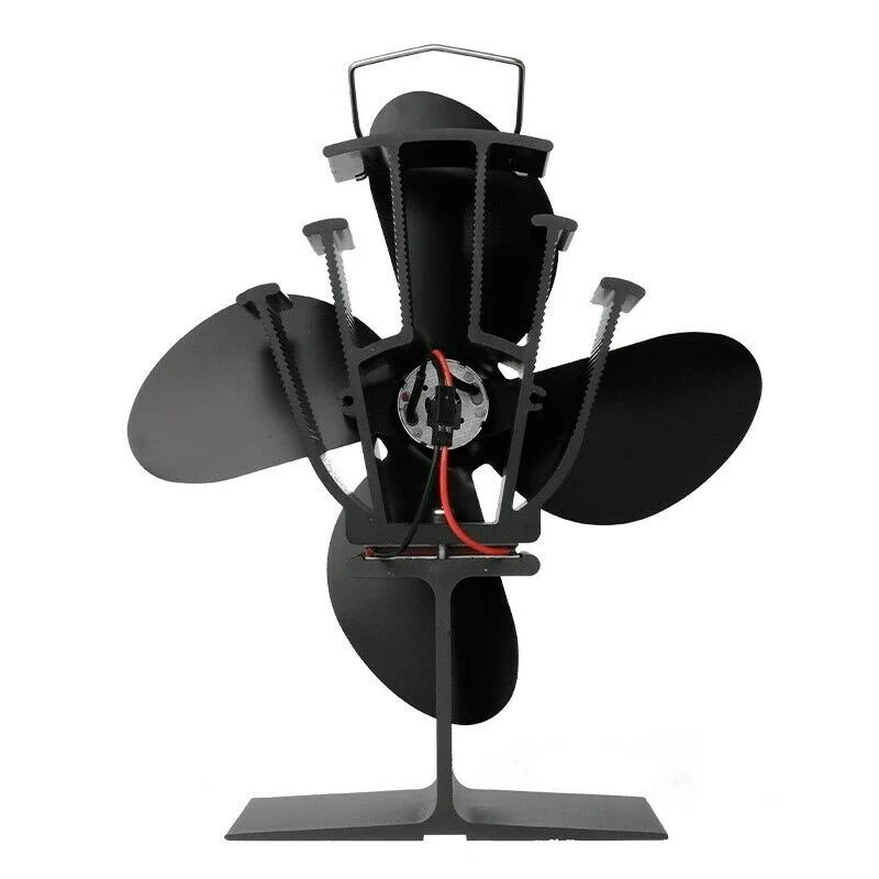 Black 4/5/6 Blades Chimney Fan Heat Powered Stove Fan Log Wood Burner Ecofan Home Fireplace Fan Efficient Heat Distribution