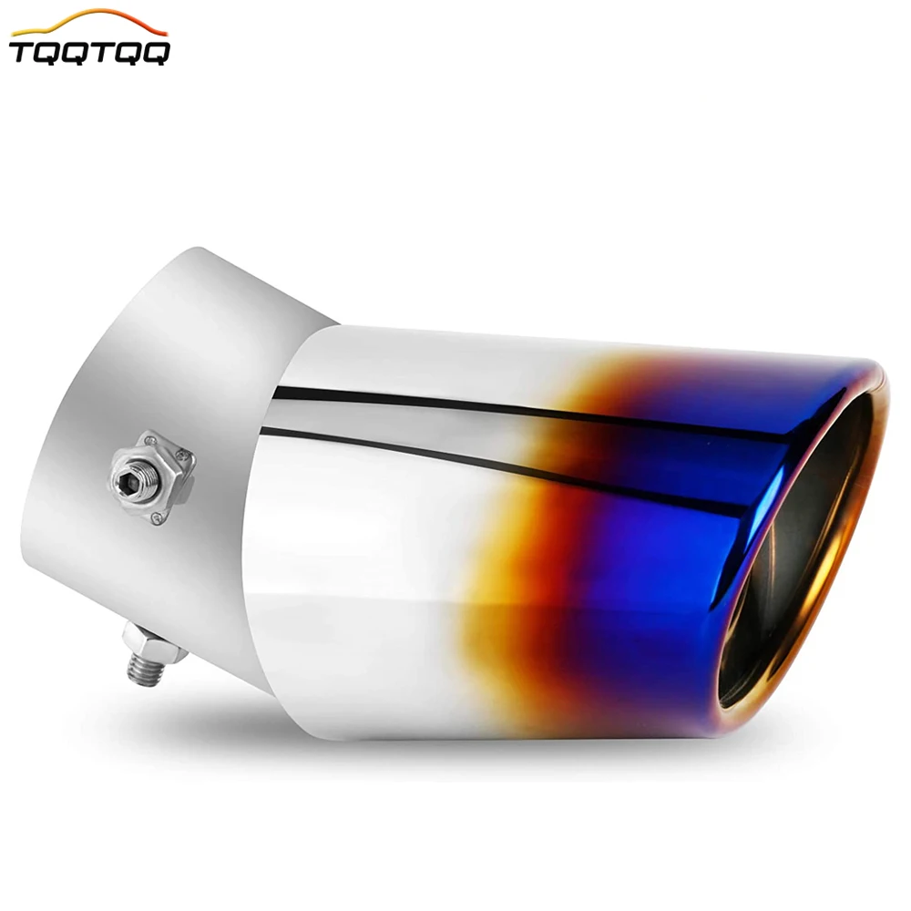 

Universal Muffler Adjustable 1.7"-2.75"/4.4-7cm Inlet Exhaust Tip, Roasted Blue Stainless Steel Exhaust Tailpipe Tip