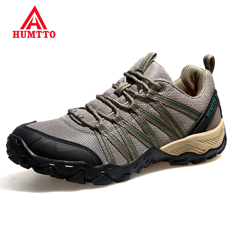 HUMTTO Brand Clearance Summer Hiking Shoes for Men 2021 Breathable Leather Hunting Trekking Climbing Shoes Mens Outdoor Sneakers