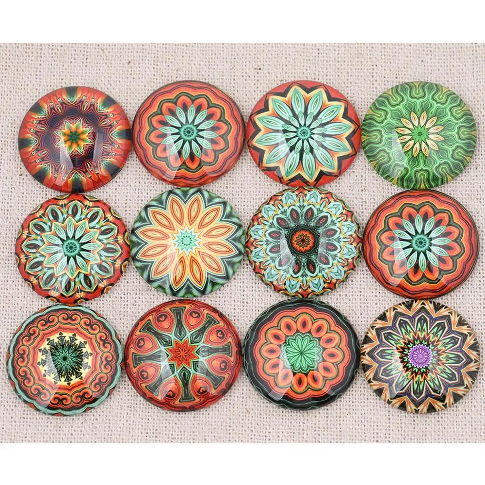 Mixed Symmetric Pattern Photo Glass Cabochon 12mm 20mm Diy Earring Bracelets Making Findings For Crafts