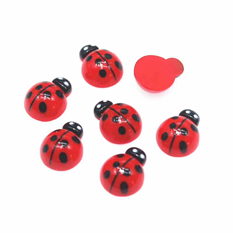 100pcs Kawaii Animal Red Ladybird Resin Flatback Cabochon DIY Decorative Craft Scrapbooking Accessories,15*20mm