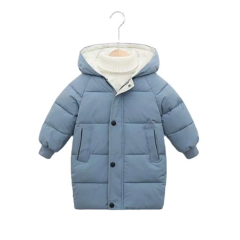 Ropa de abrigo larga acolchada de algodón para niños y niñas, Parka gruesa y cálida, chaquetas con capucha grandes para niños de 2 a 10 años,