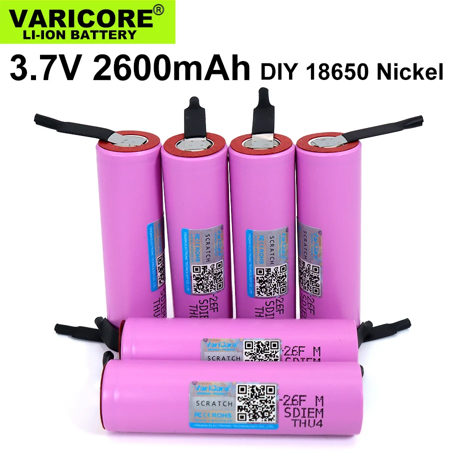 1PCS VariCore Original protected 18650 3.7V 2600mAh rechargeable battery batteries ICR18650-26F Industrial use+DIY Nickel