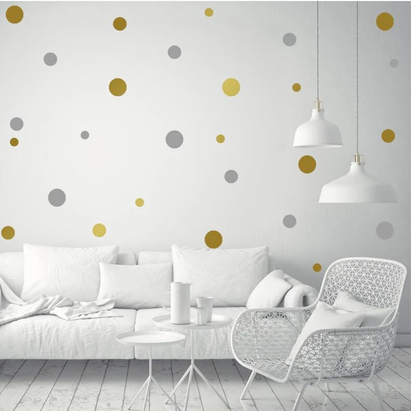 Gold Polka Dots Kids Room Baby Room Wall Stickers Children Home Decor Nursery Wall Decals Wall Stickers For Kids Room Wallpaper