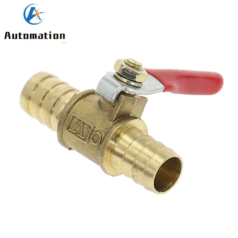 Vanne pneumatique à poignée rouge, tuyau en laiton en ligne, eau, huile, air, gaz, carburant, raccords de tuyau, 6mm-12mm