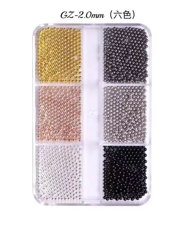 6 Griglie 3D Caviale Perline di Metallo Pendenti e Ciondoli Natale Nail Decore Accessori Forniture per Professionisti Attrezzature per Unghie Manicure NUOVO CALDO